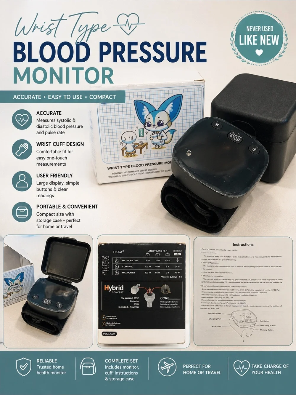 Wrist Type Blood Pressure Monitor - Black